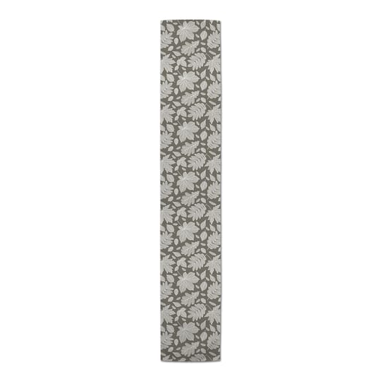 90" Gray Leaf Pattern Table Runner